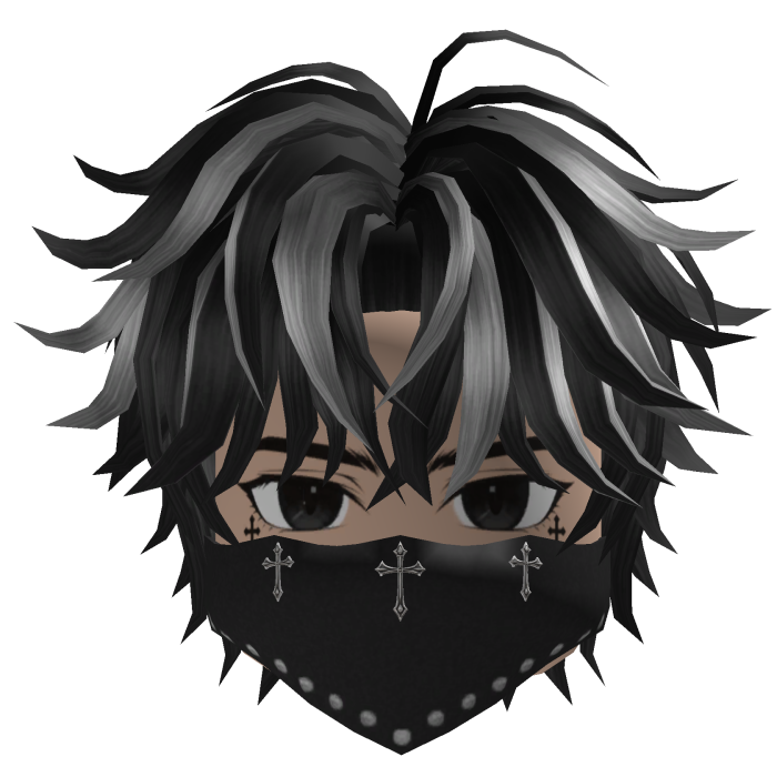 Spiky Hair w/ Bandana & Glasses (Black/Gray)