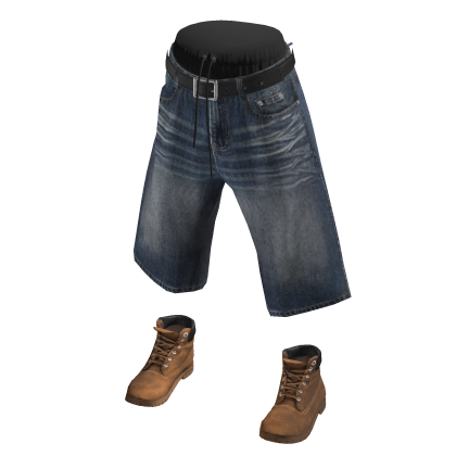 💗Y2K BERMUDA DENIM SHORTS WITH SHOES_BLUE thumbnail