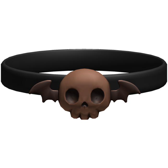 black & brown skull bat halloween thick choker