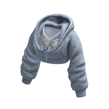 Light Blue Fluffy Cropped Hoodie