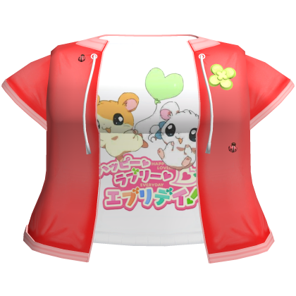 ♡ hamtaro red clover jacket