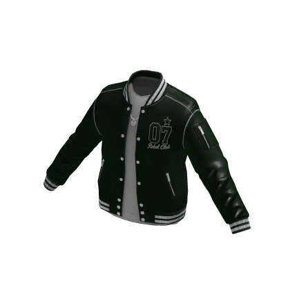 Varsity Letterman Jacket w/ Patch (Dark Green)