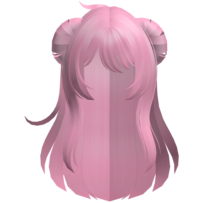 fluffy anime messy buns long hair hot pink