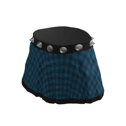 Cute Blue Checkered Goth Pleated Skirt thumbnail