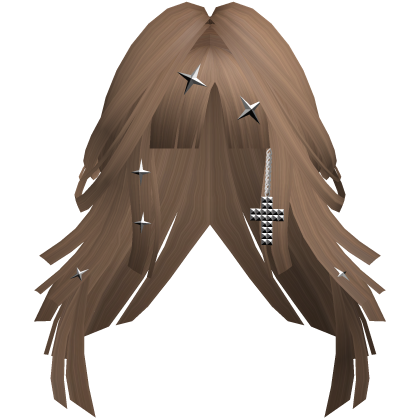 Light Brown Goth Punk Layered Long Hair w/ Cross