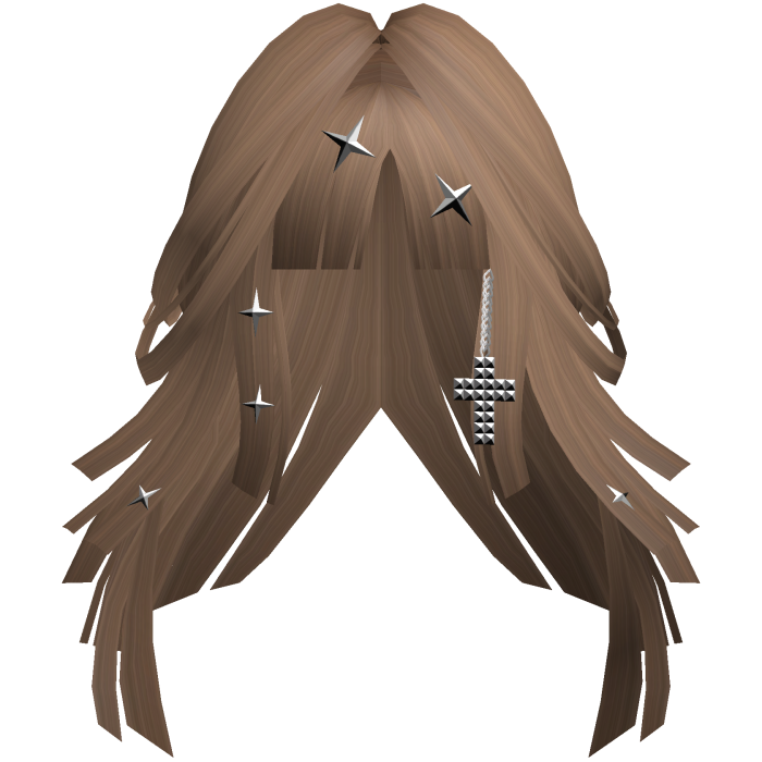 Light Brown Goth Punk Layered Long Hair w/ Cross