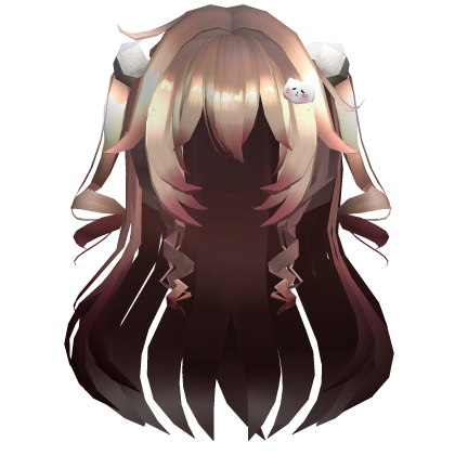 Wavy Swirly Twintails Hair W Cat Hair Cilp  & Pom Roblox item
