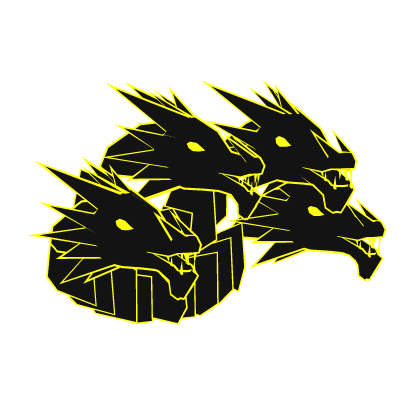 Yellow Cartoony Dragon Heads