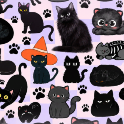Cute Black Cats Silly Halloween Background