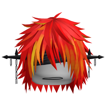 Red Orange Spiky Emo Hair with Piercing Chains Boy