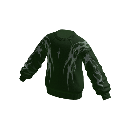 Grunge Scratch Print Sweater (Dark Green)