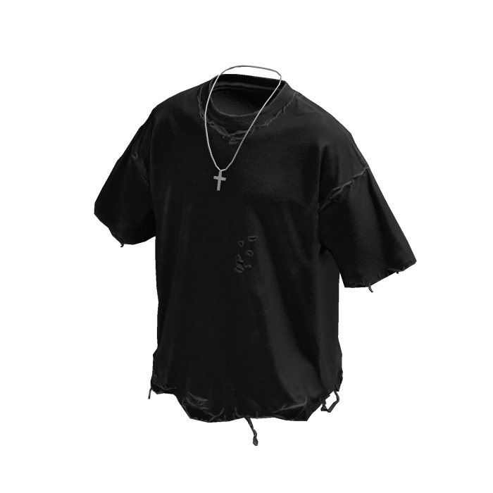 Dark Grunge T-Shirt w/ Silver Cross Chain