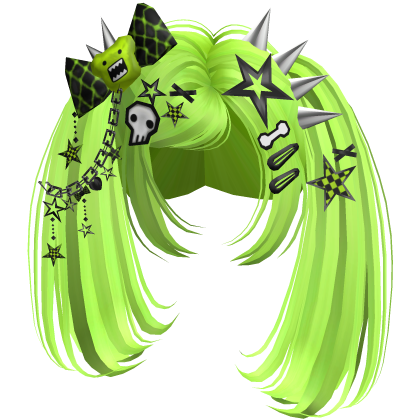 ♡ Scene Spiky Moe Pigtails (Neon Green)