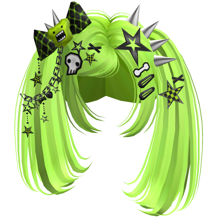 ♡ Scene Spiky Moe Pigtails (Neon Green)
