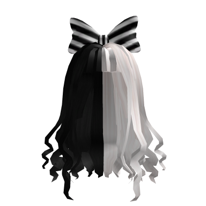 Cabelo encaracolado branco e preto Cruella - Roblox