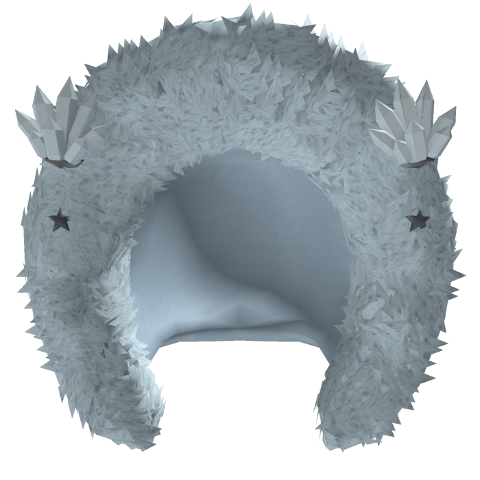 White winter fur hood with ice details
