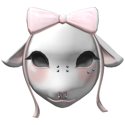 pierced white lamb w/ pink bow