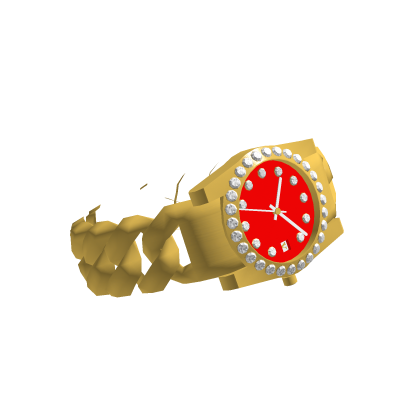 Gold Cuban Watch ( Red Dial )