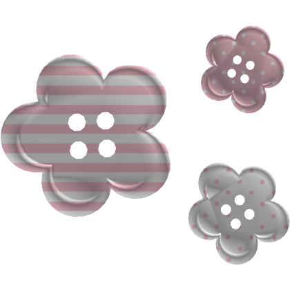 pink white polka dot flower buttons hairclip Roblox item