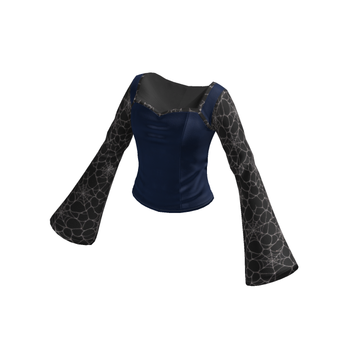 Goth Cropped Sweater w/ Bell Sleeves (Navy)