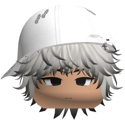cute fluffy messy emo y2k hat silver hair boy Roblox item
