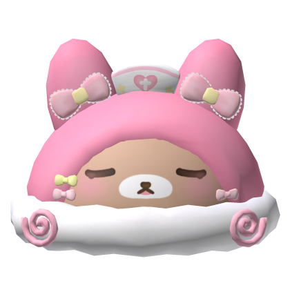 Cute Pink Nurse Brown Bunny Hat Roblox item