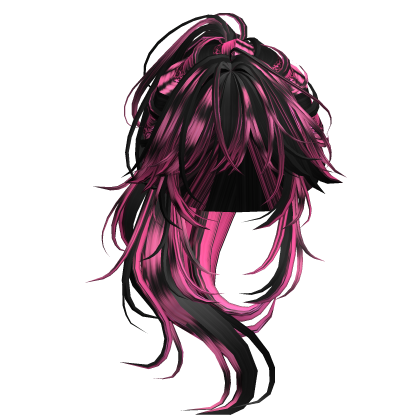 Wolfcut Anime Layered Ponytail Pink Stripes