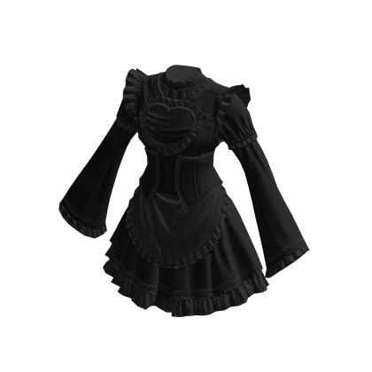 Maid Dress Cute Anime Classic Ruffle Emo Black