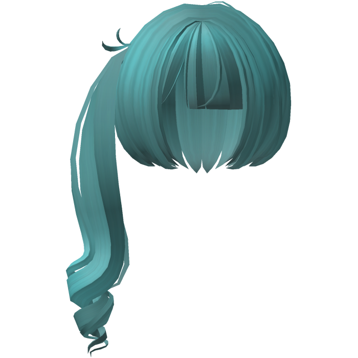 curly jirai kei ponytail in teal