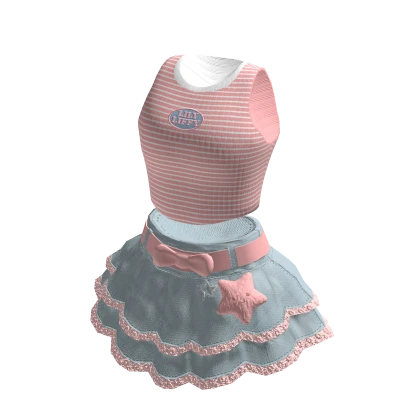 Cute Tee w Ruffle Skirt Outfit Pink Roblox Item Rolimon s