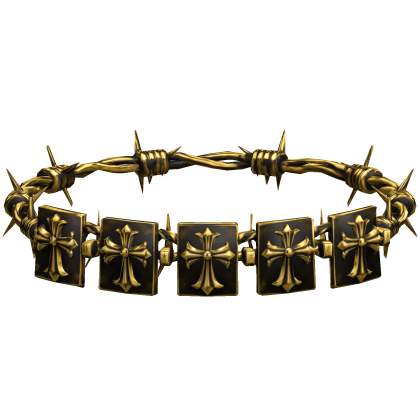 Gold Chrome Gothic Barbed Cross Crown