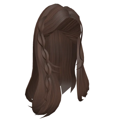 Flowy Swooped Hair w/ Braids in Brown Roblox item thumbnail