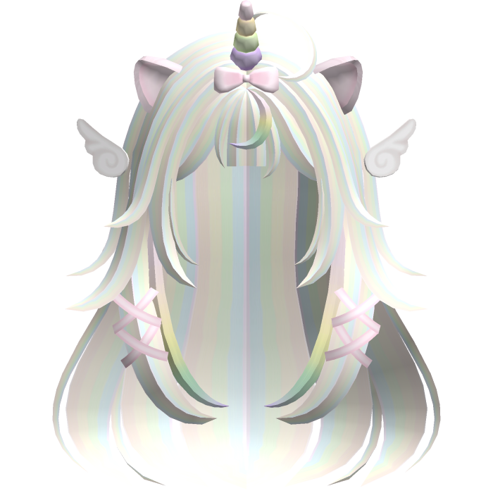 ♡ Kawaii Fluffy Long Rainbow Moe Unicorn Hair 