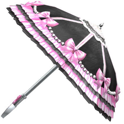Hime Gyaru Vintage Ruffle Bow Parasol Pink Black  Roblox item