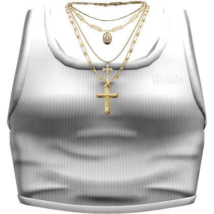 White Basic Tank Top with Necklace Bundle 3.0 Roblox item