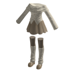 🍀Off Shoulder Top & Doll Skirt Outfit (Beige)