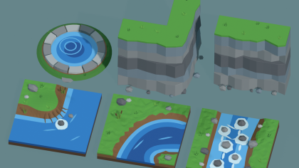 Low Poly Nature Pack x60 Waterfall Pond Cave Vine preview 9