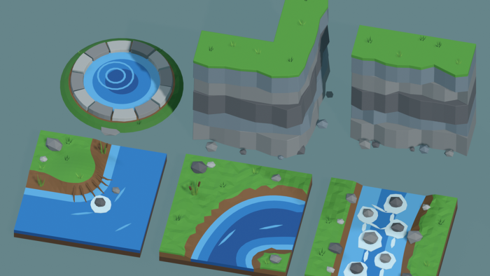 Low Poly Nature Pack x60 Waterfall Pond Cave Vine preview 9