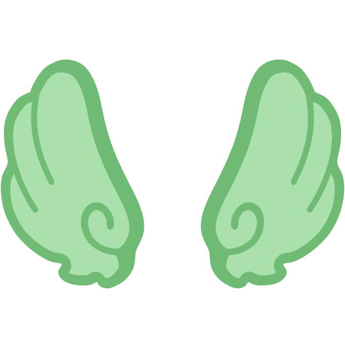 ♡ Cute Upward Glowing Angel Wings in Green