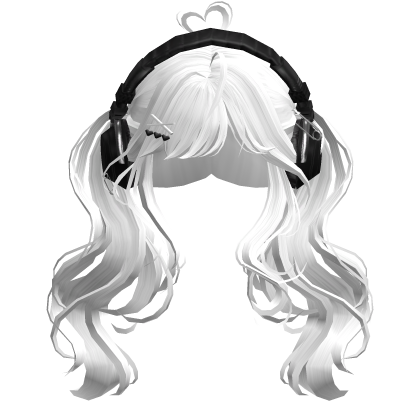 Cute Wavy Pigtails w/Headphonnes (White)