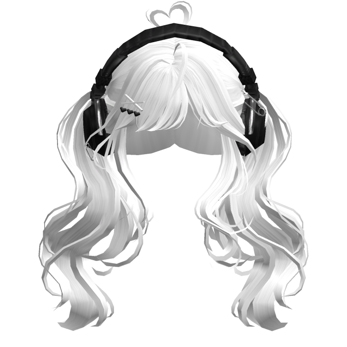 Cute Wavy Pigtails w/Headphonnes (White)