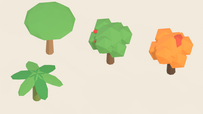 Stylized Tree Pack x40 Low Poly Pine Oak Palm preview 2