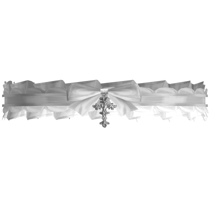 White Cute Princess Ruffle Choker w Cross