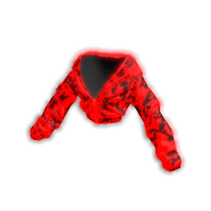 Glowing Emissive Red Cropped Y2K Zip Up Hoodie