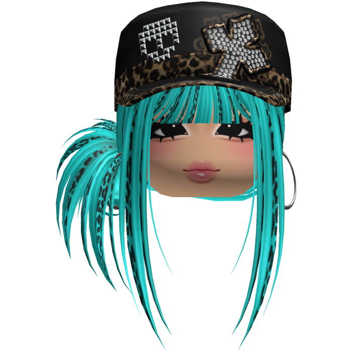 Gyaru Side Bun Hair w/ Cheetah Cap & Earrings