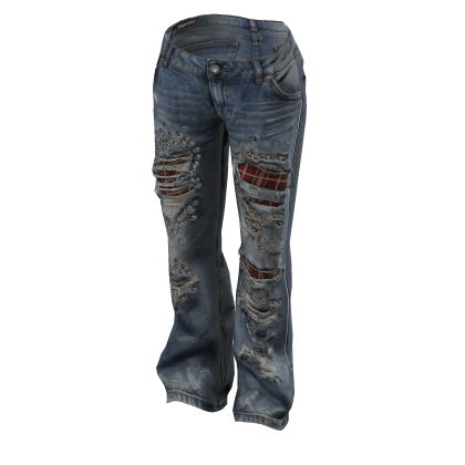 Ripped Tartan Jeans (Light) thumbnail