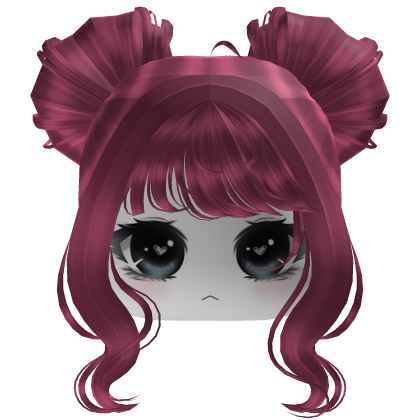 Rose Pink Twin Buns Hair with Face Girl Roblox item