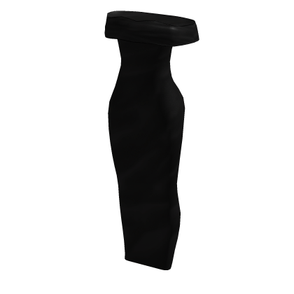 Off Shoulder Maxi Dress Hitam - Roblox