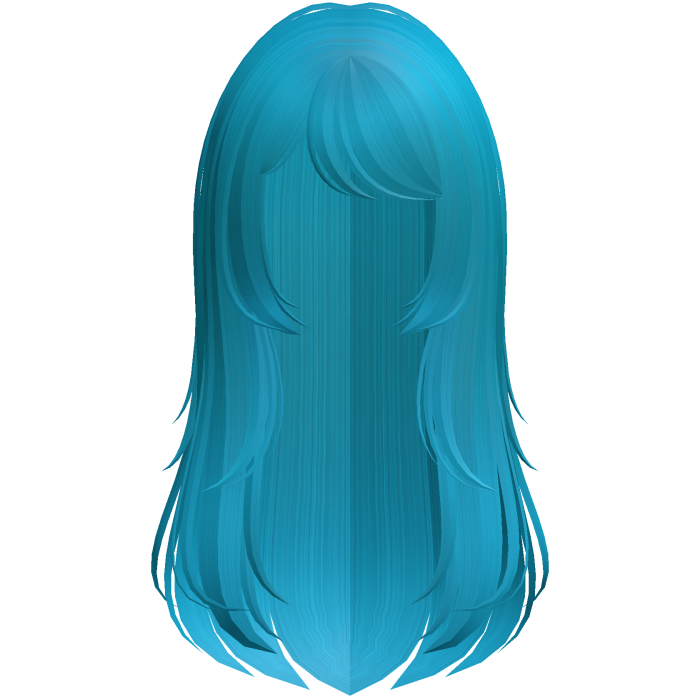 cute long layered wispy doll hair in cyan