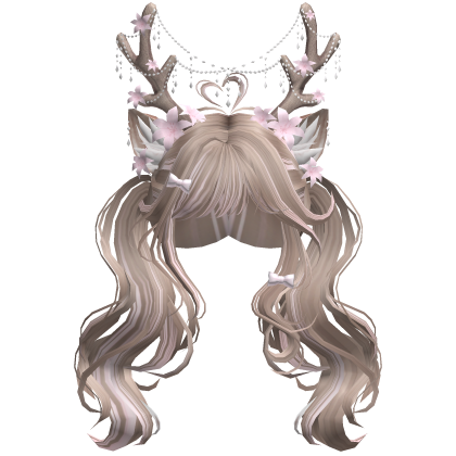 Ethereal Christmas Fairy Fawn Pigtails w/ Antlers